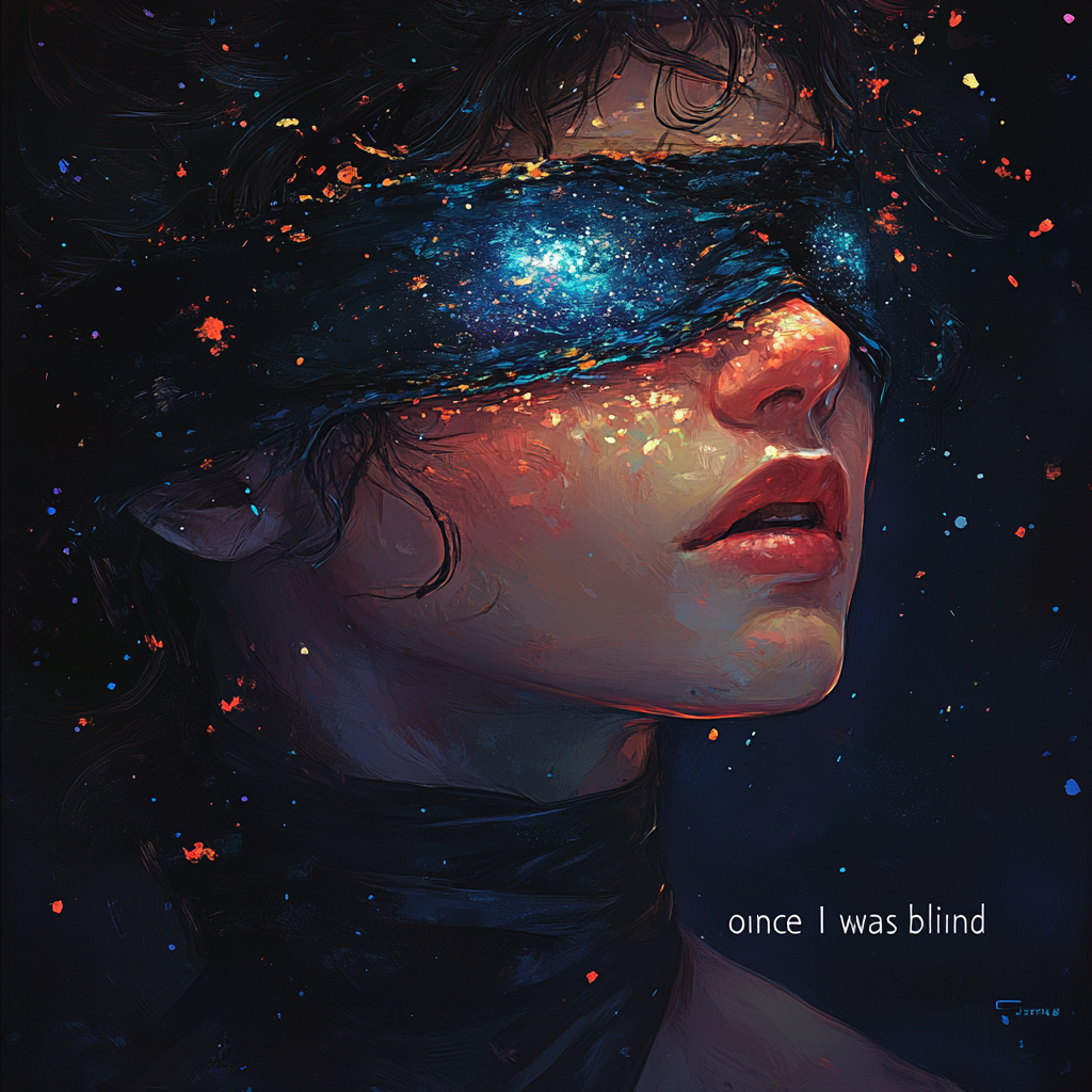 Generated image of person with a blindfold on.