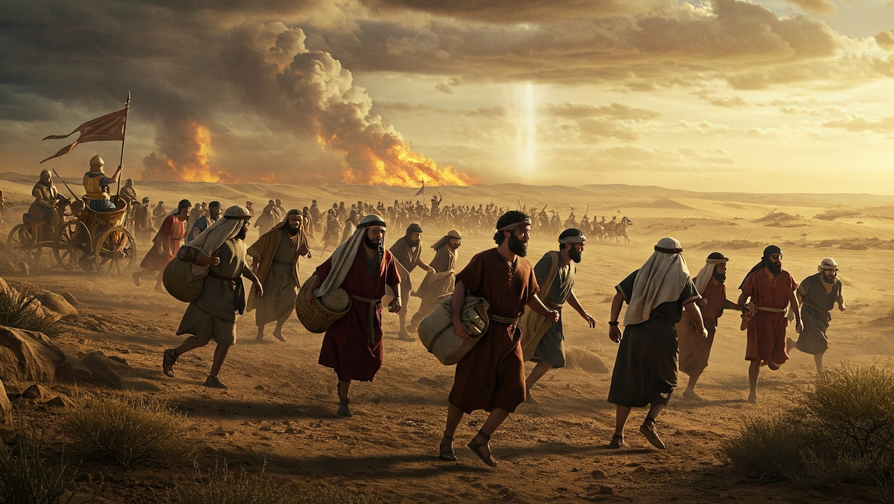 Generated image of the biblical exodus.