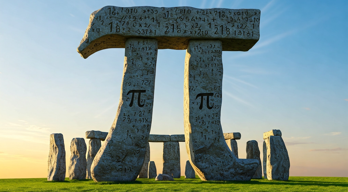 Generated image of the Pi symbol in Stonehenge.